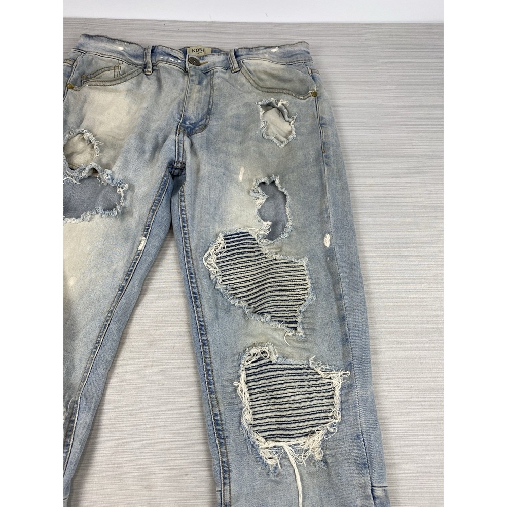 KDNK Jeans Grunge Paint Splatter Slim Fit Ripped Denim Men's Size 32 -11 4 14 11 - Picture 4 of 16